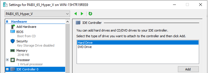 Hyper-V Attaching the drives